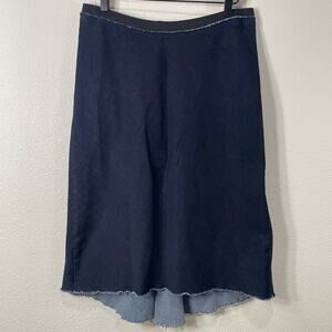 Robin Lane Vermont Handmade Stretch Denim High Low Midi Skirt Coastal Cowgirl M